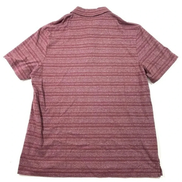 01. Algo Mens Slim Short Sleeve Polo Shirt Maroon Heathered Stripe - Picture 2 of 6